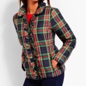 Talbots tartan down puffer coat